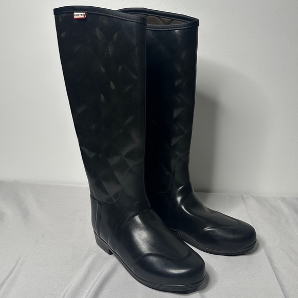 Hunter Shoes - Hunter Quilted Rubber Tall Rain Boots Black Women’s Size 6 Waterproof